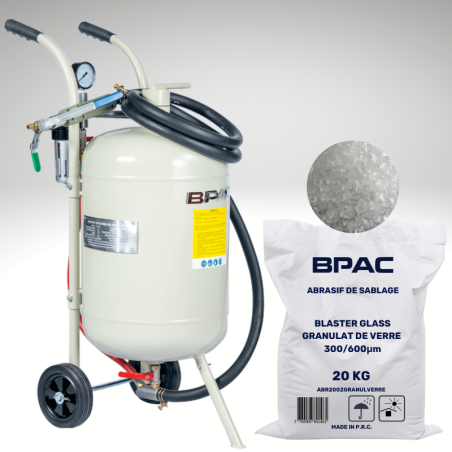 PACK PROMO Sableuse Mobile 40L + Granulat de verre 20 KG 300-600 microns