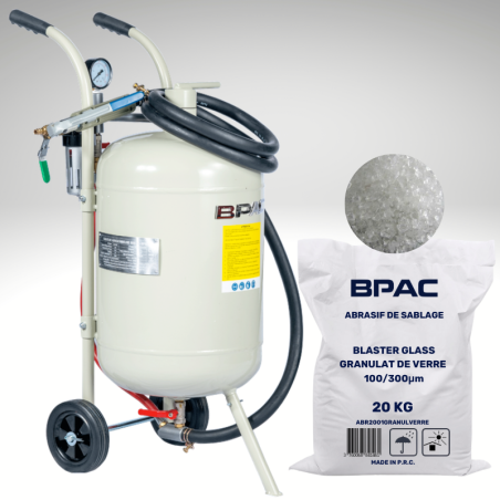 PACK PROMO Sableuse Mobile 40L + Granulat de verre 20 KG , 100-300 microns