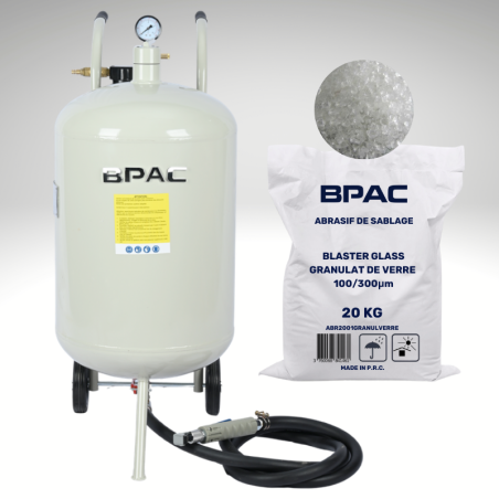 PACK DUO Sableuse Mobile 75L + Granulat de verre 20 KG , 100-300 microns