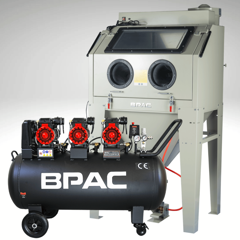 pack promo cabine de sablage 350 L et compresseur 200 L silencieux