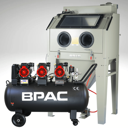 pack promo cabine de sablage 350 L et compresseur 200 L silencieux