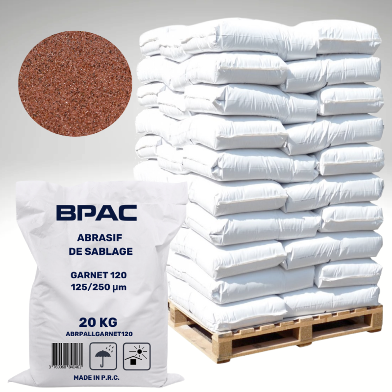 Photographie d'un Abrasif Garnet 120 pour sableuse, Palette 1 Tonne