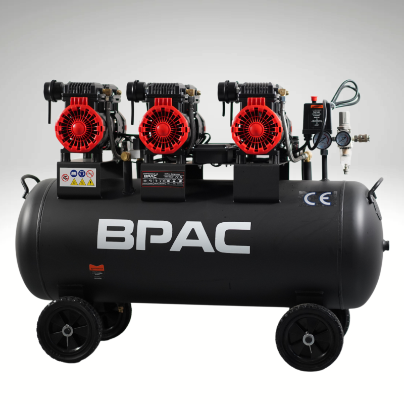 Vue de profil sur le compresseur 100L sans huile 4.5 HP surpuissant