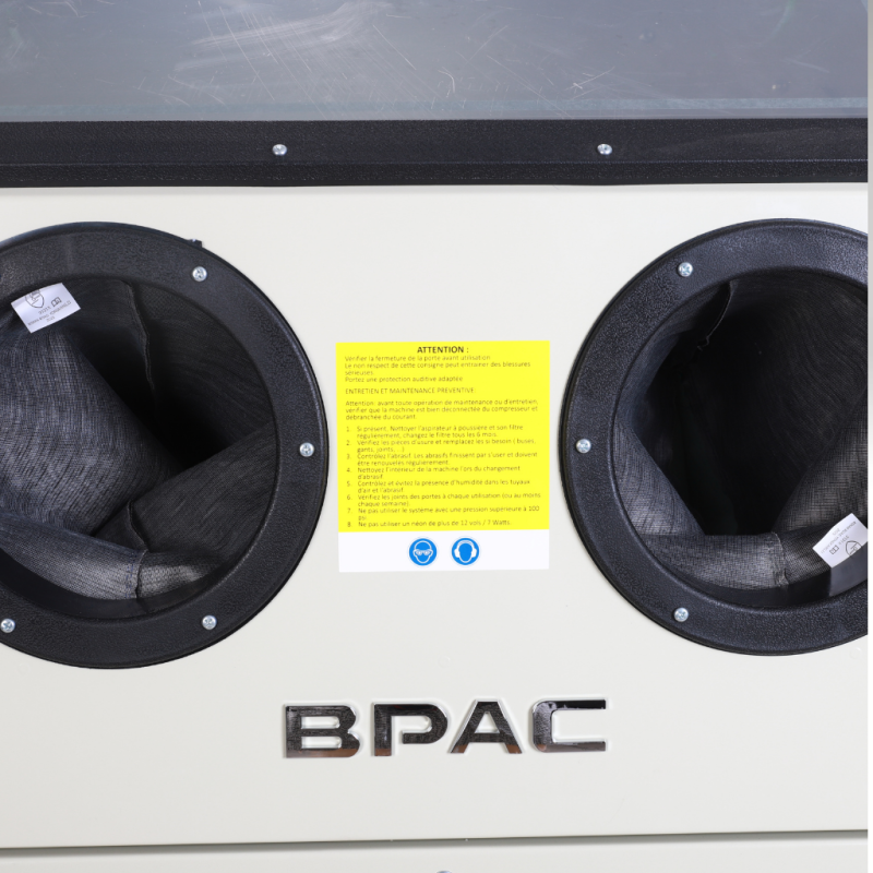 face de la cabine à dépression 450 litres BPAC