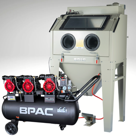 pack promo cabine de sablage 350 L et compresseur 100 L silencieux