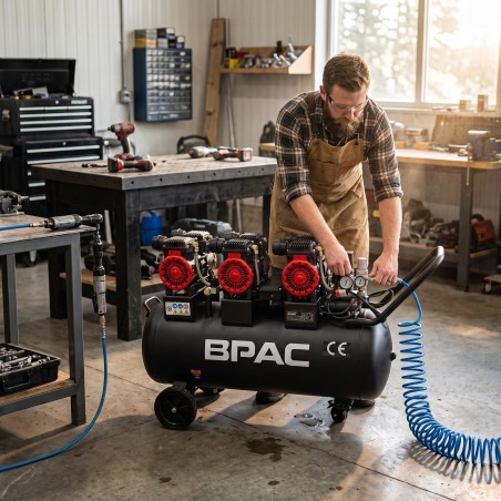 Compresseur 100 litres silencieux dans un atelier