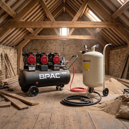 Sableuse 75 l et son compresseur 100 litres silencieux
