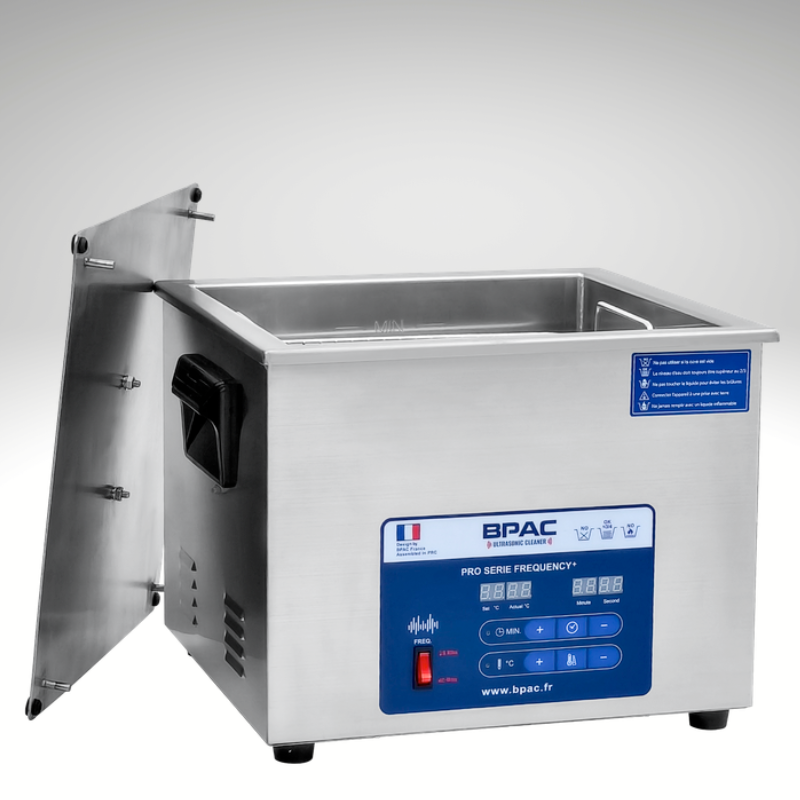 Cuve ultrason 15 litres double fréquence couvercle ouvert