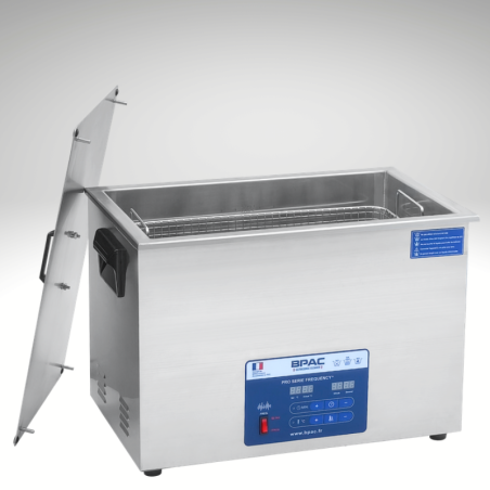 Cuve ultrason 30 litres double fréquence couvercle ouvert