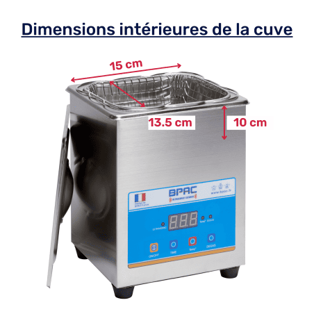 Dimensions intérieures de la petite cuve 2L extra power