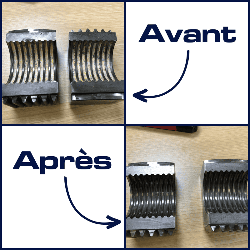 Avant/après nettoyage pièces dans la cuve 310L